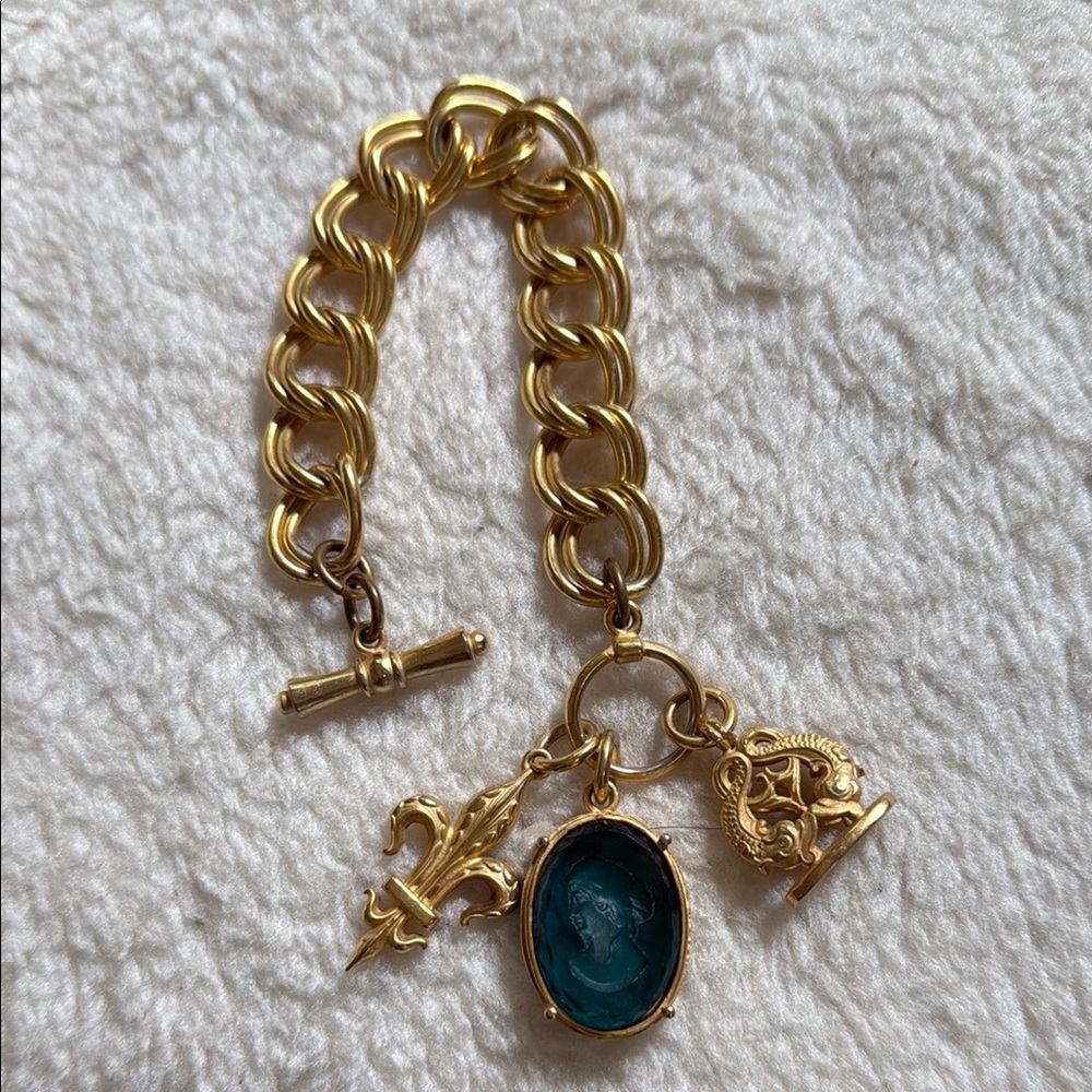 Julie Vos Gold  Bracelet with 3 Charms 1 Green NOT AVAILABLE